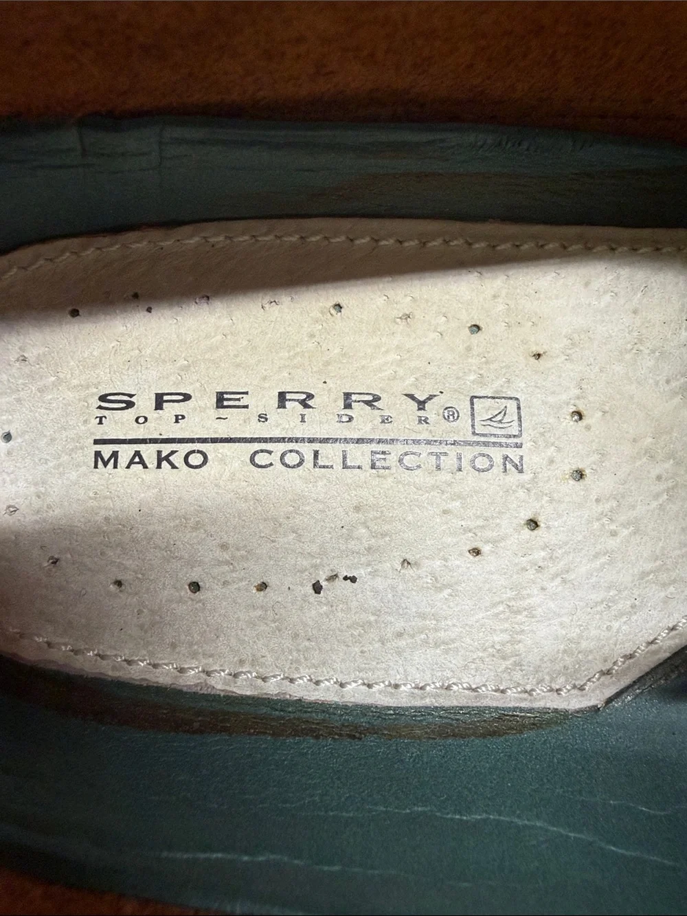 Sperry Cognac Brown Leather Boat Shoes with Cream Laces